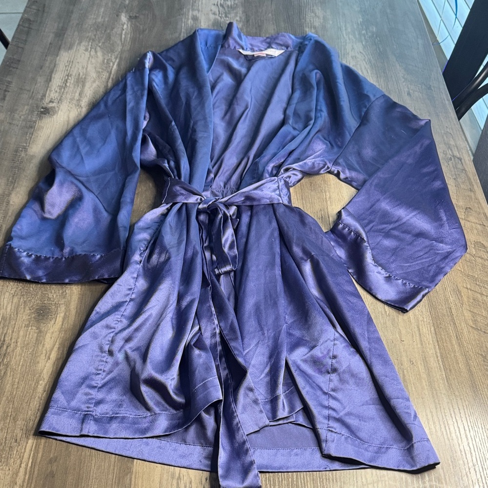Victoria's Secret Satin Robe in Navy Purple